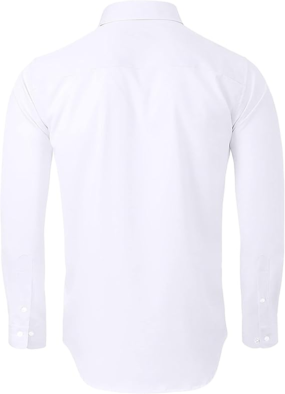Men's Dress Shirts Long Sleeve Wrinkle-Free Stretch Shirts Solid Formal Button Down Shirt with Pocket